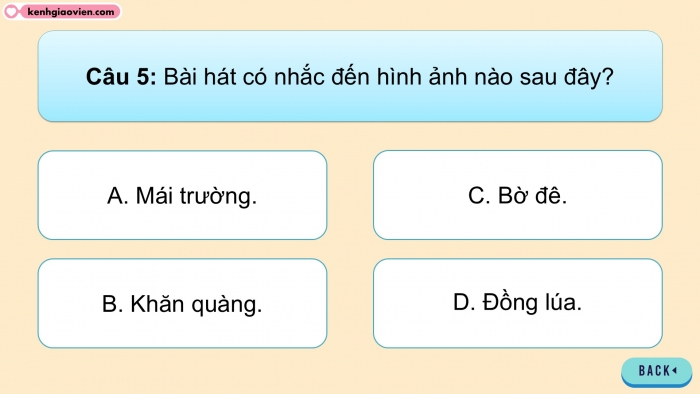 Giáo án điện tử Âm nhạc 5 cánh diều Tiết 10: Ôn tập bài hát Khăn quàng thắp sáng bình minh, Nghe nhạc Những bông hoa, những bài ca