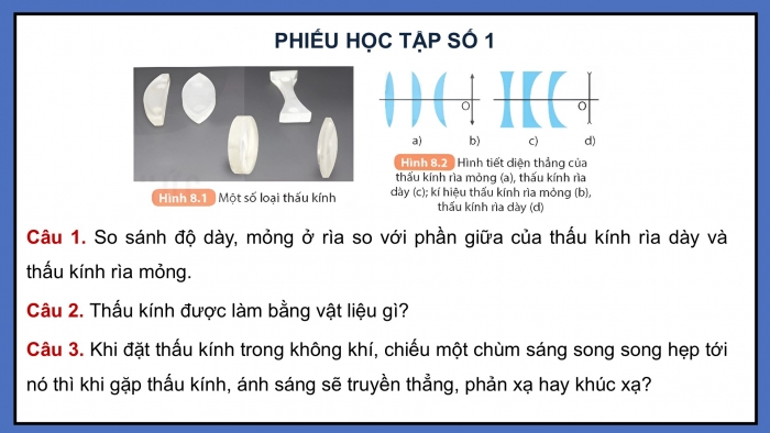 Giáo án điện tử KHTN 9 kết nối - Phân môn Vật lí Bài 8: Thấu kính