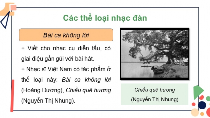 Giáo án điện tử Âm nhạc 9 kết nối Tiết 11: Thường thức âm nhạc Một số thể loại nhạc đàn, Ôn bài hát Tháng năm học trò