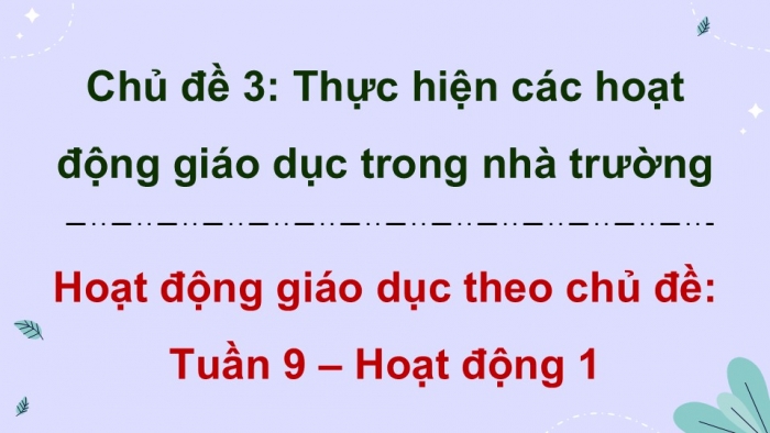 Giáo án điện tử Hoạt động trải nghiệm 9 chân trời bản 2 Chủ đề 3 Tuần 9