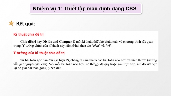 Giáo án điện tử Khoa học máy tính 12 kết nối Bài 14: Định dạng văn bản bằng CSS (P2)