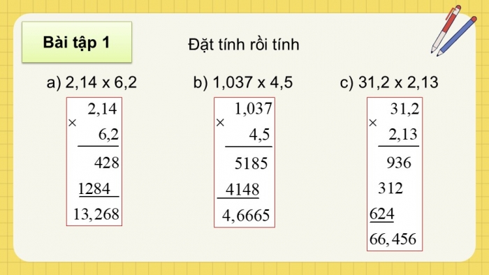 Giáo án PPT dạy thêm Toán 5 Chân trời bài 32: Nhân hai số thập phân