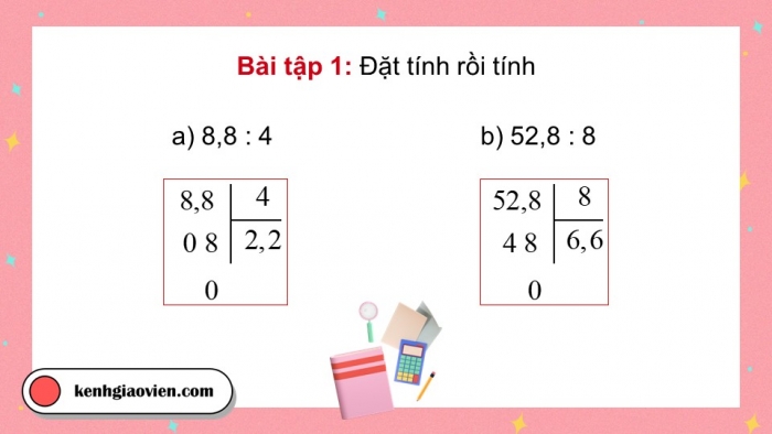 Giáo án PPT dạy thêm Toán 5 Chân trời bài 35: Chia một số thập phân cho một số tự nhiên