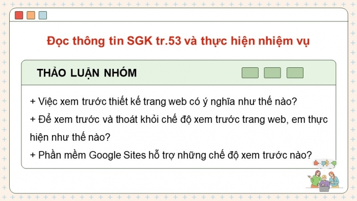 Giáo án điện tử Tin học ứng dụng 12 chân trời Bài E1: Tạo trang web, thiết lập giao diện và xem trước trang web (P2)