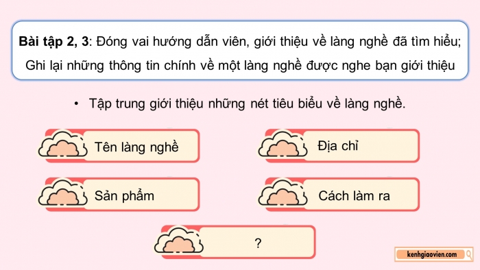 Giáo án điện tử Tiếng Việt 5 chân trời Bài 2: Giới thiệu về một làng nghề