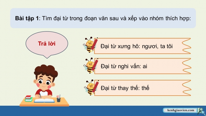 Giáo án điện tử Tiếng Việt 5 chân trời Bài 5: Luyện tập về đại từ