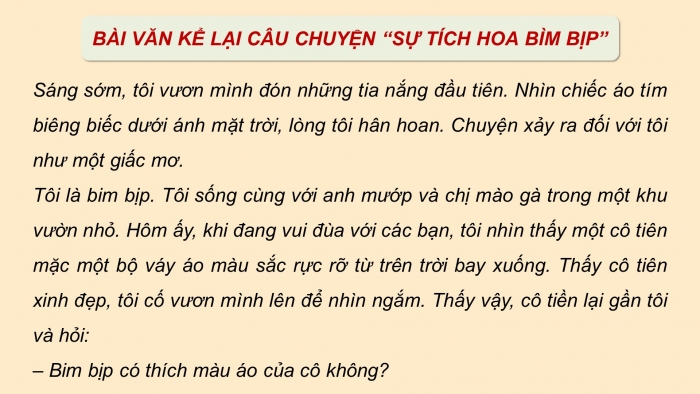 Giáo án điện tử Tiếng Việt 5 chân trời Bài 1: Bài văn kể chuyện sáng tạo (tiếp theo)