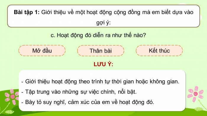 Giáo án điện tử Tiếng Việt 5 chân trời Bài 6: Giới thiệu về một hoạt động cộng đồng