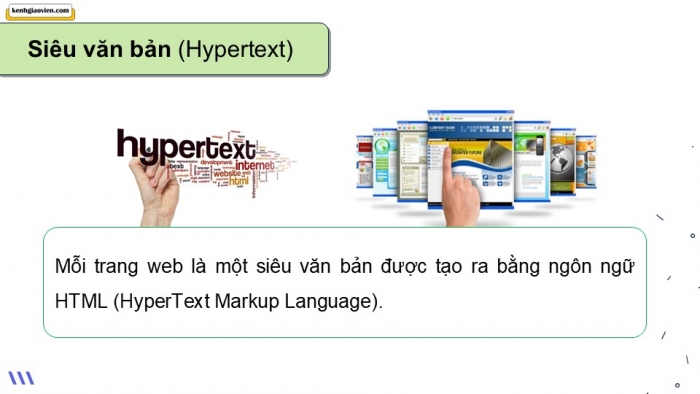 Giáo án điện tử Khoa học máy tính 12 chân trời Bài F1: HTML và trang web