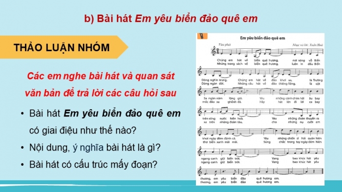 Giáo án điện tử Âm nhạc 9 chân trời Bài 6: Hát Em yêu biển đảo quê em, Nhạc cụ thể hiện tiết tấu