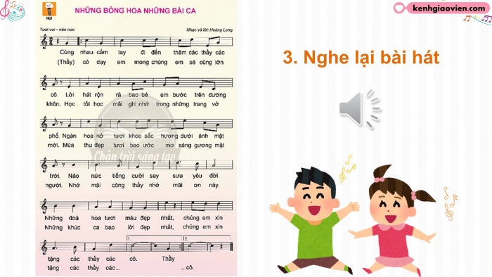 Giáo án điện tử Âm nhạc 5 chân trời Tiết 2: Ôn tập hát Những bông hoa những bài ca. Nghe nhạc Chim sơn ca