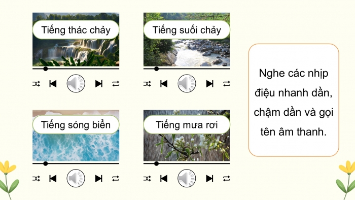 Giáo án điện tử Âm nhạc 5 chân trời Tiết 1: Khám phá. Khám phá nhịp điệu nhanh dần, chậm dần. Hát những bông hoa những bài ca