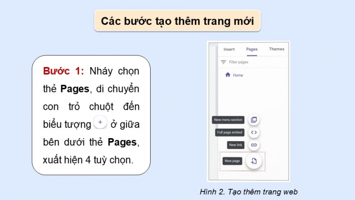 Giáo án điện tử Tin học ứng dụng 12 chân trời Bài E2: Tạo, hiệu chỉnh trang web và thiết kế thanh điều hướng