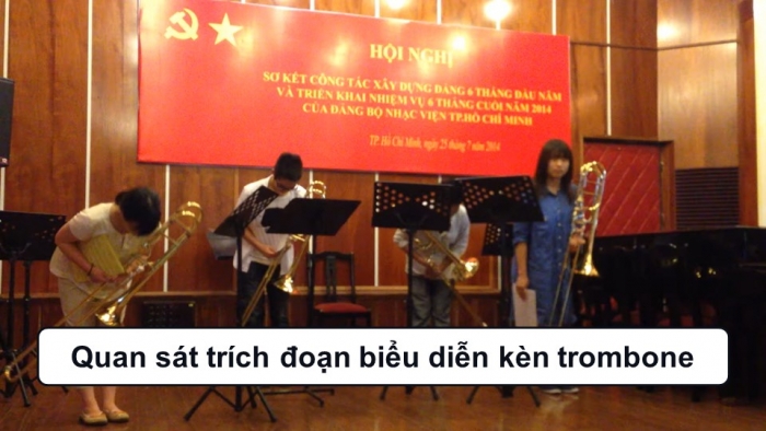 Giáo án điện tử Âm nhạc 9 cánh diều Bài 5 Tiết 2: Kèn cor và kèn trombone, Ôn tập bài hát Dáng thầy