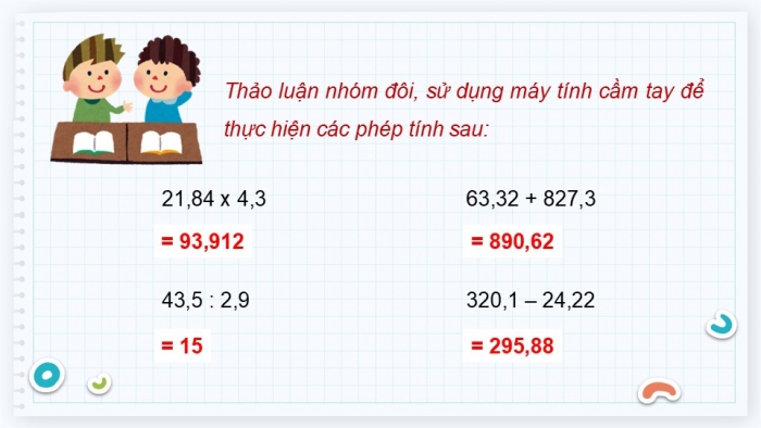 Giáo án điện tử Toán 5 cánh diều Bài 44: Sử dụng máy tính cầm tay