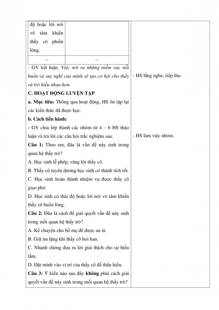 Giáo án và PPT Hoạt động trải nghiệm 5 kết nối Chủ đề Tôn sư trọng đạo - Tuần 10