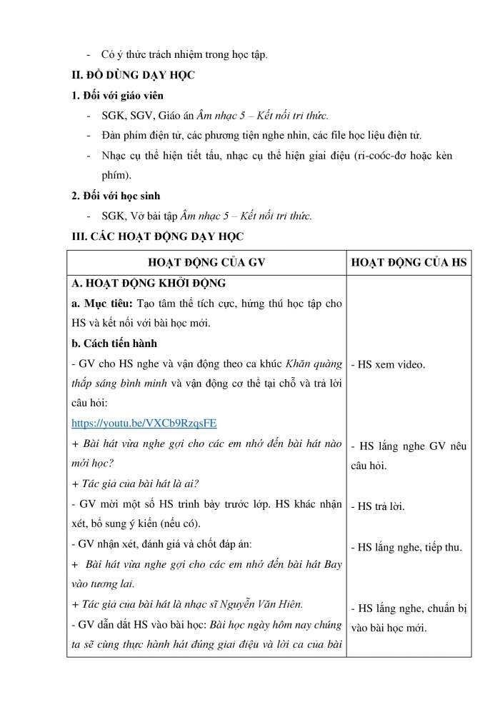 Giáo án và PPT Âm nhạc 5 kết nối Tiết 11: Ôn bài hát Bay vào tương lai, Nghe nhạc Đường đến trường vui lắm!