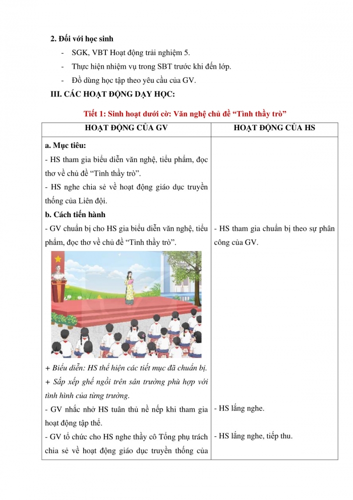 Giáo án và PPT Hoạt động trải nghiệm 5 kết nối Chủ đề Tôn sư trọng đạo - Tuần 11