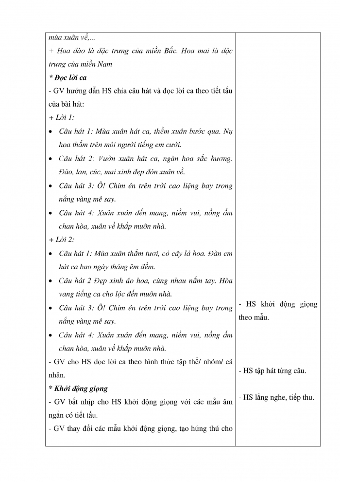 Giáo án và PPT Âm nhạc 5 kết nối Tiết 13: Hát Duyên dáng mùa xuân