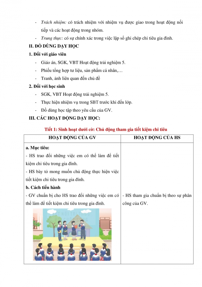 Giáo án và PPT Hoạt động trải nghiệm 5 kết nối Chủ đề Quản lí chi tiêu và lập kế hoạch kinh doanh - Tuần 13