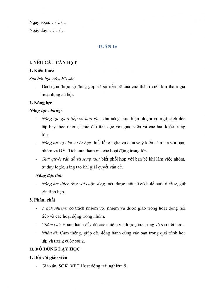 Giáo án và PPT Hoạt động trải nghiệm 5 chân trời bản 2 Chủ đề 4: Tham gia các hoạt động xã hội - Tuần 15