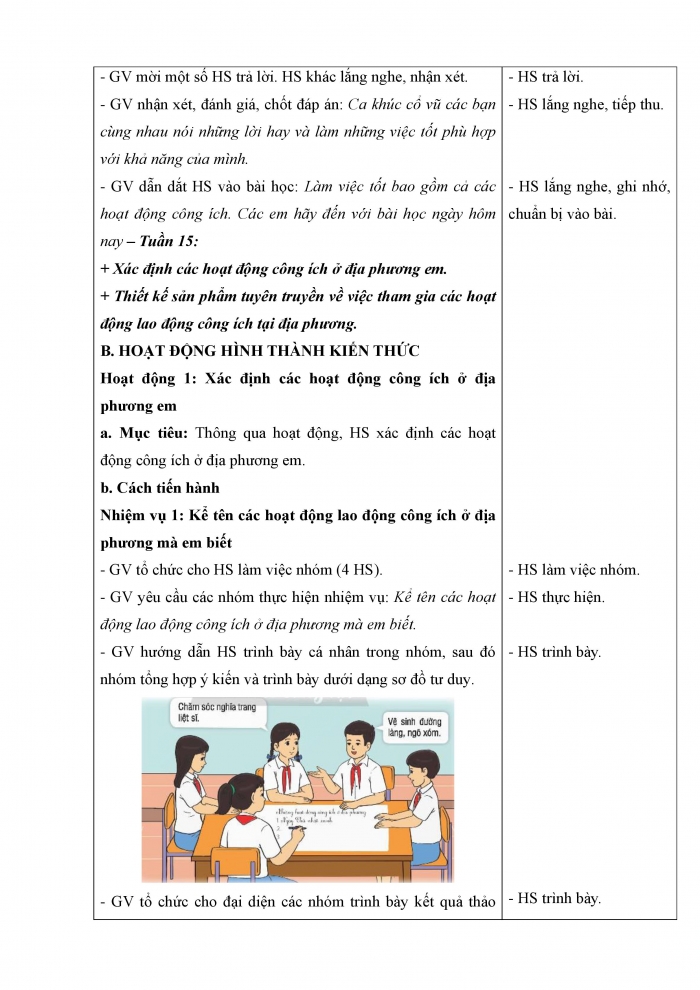 Giáo án và PPT Hoạt động trải nghiệm 5 chân trời bản 1 Chủ đề 4: Hoạt động vì cộng đồng - Tuần 15