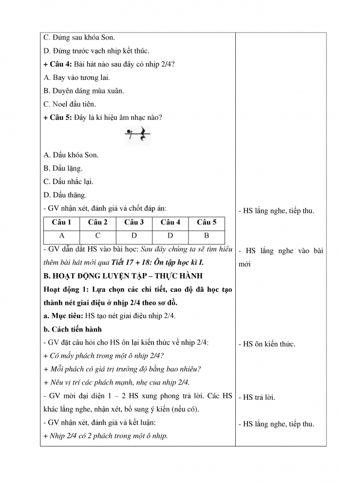 Giáo án và PPT Âm nhạc 5 kết nối Tiết 17 + 18: Ôn tập cuối học kì 1