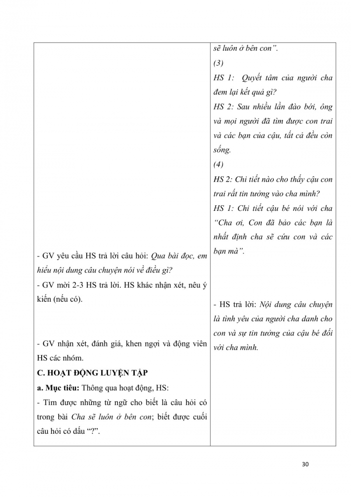 Giáo án và PPT Tiếng Việt 3 cánh diều Bài 4: Cha sẽ luôn ở bên con, Câu hỏi, Kể chuyện em và người thân