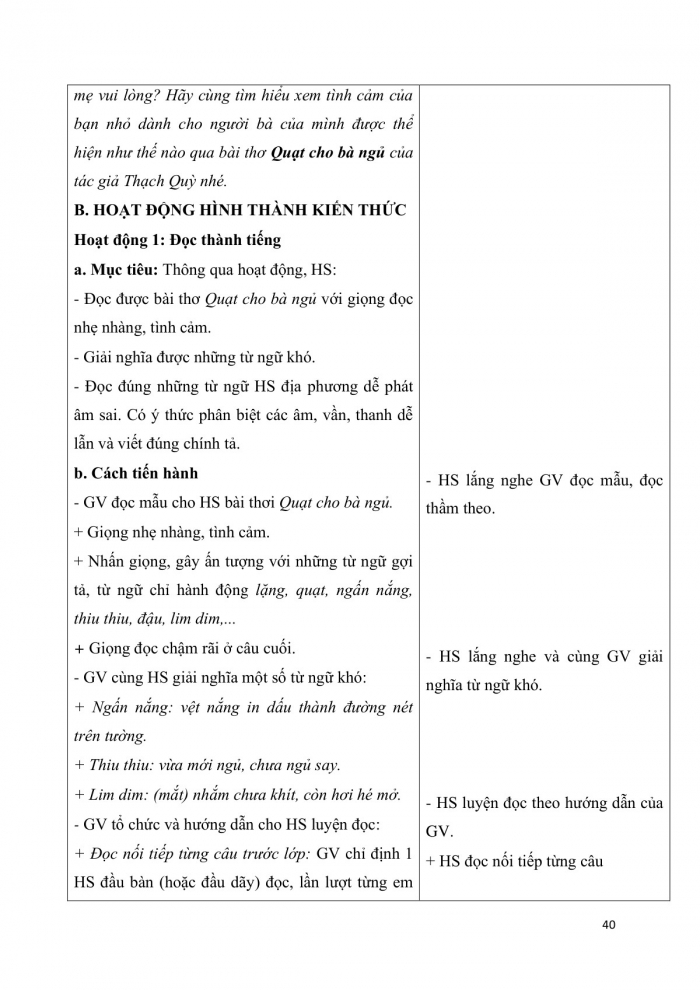 Giáo án và PPT Tiếng Việt 3 cánh diều Bài 4: Quạt cho bà ngủ, Ôn tập về câu Ai làm gì?, Nghe – viết Trong đêm bé ngủ, Ôn bảng chữ cái, Phân biệt r/d/gi, dấu hỏi / dấu ngã, Trao đổi Em đọc sách báo