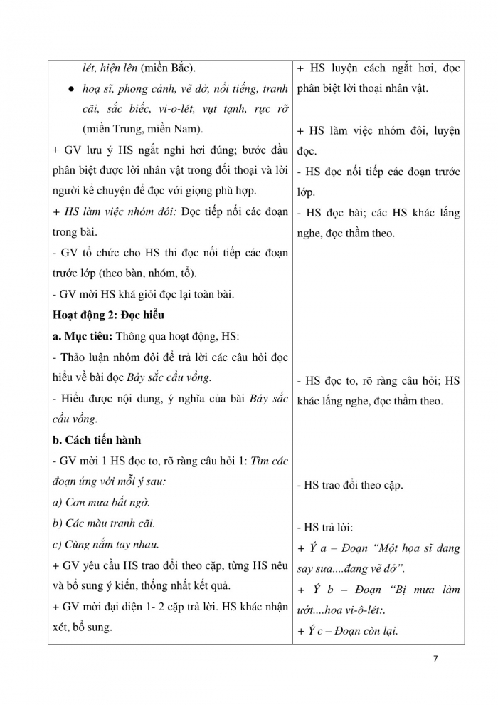 Giáo án và PPT Tiếng Việt 3 cánh diều Bài 6: Bảy sắc cầu vồng, Ôn tập về từ ngữ chỉ đặc điểm, Luyện tập về từ có nghĩa giống nhau