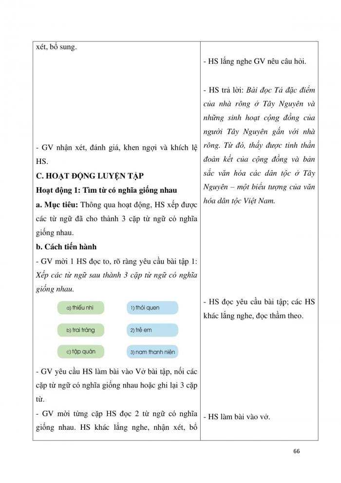 Giáo án và PPT Tiếng Việt 3 cánh diều Bài 6: Nhà rông, Luyện tập về từ có nghĩa giống nhau và dấu hai chấm, Em đọc sách