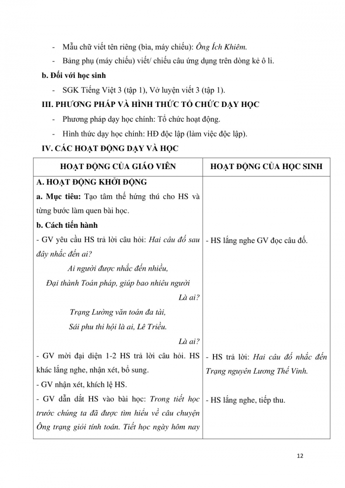 Giáo án và PPT Tiếng Việt 3 cánh diều Bài 7: Ôn chữ viết hoa I K, Nghe – kể Chiếc gương