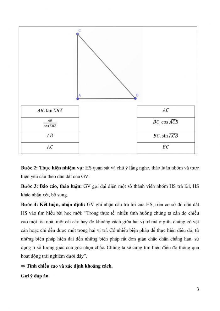 Giáo án và PPT Toán 9 Kết nối Hoạt động thực hành trải nghiệm: Tính chiều cao và xác định khoảng cách