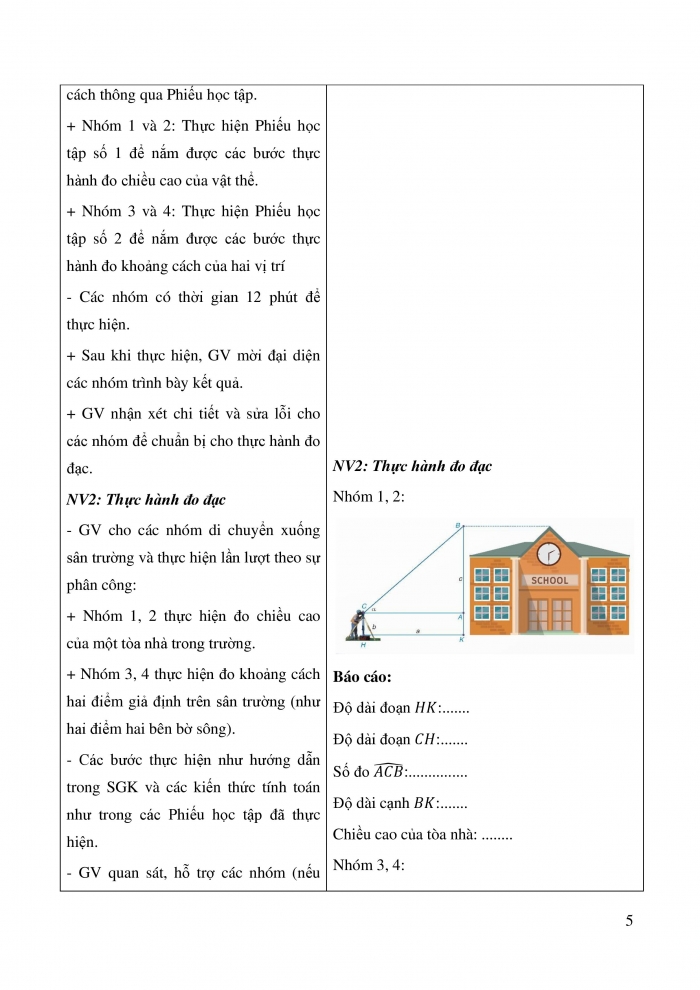 Giáo án và PPT Toán 9 Kết nối Hoạt động thực hành trải nghiệm: Tính chiều cao và xác định khoảng cách