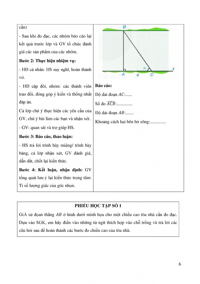 Giáo án và PPT Toán 9 Kết nối Hoạt động thực hành trải nghiệm: Tính chiều cao và xác định khoảng cách