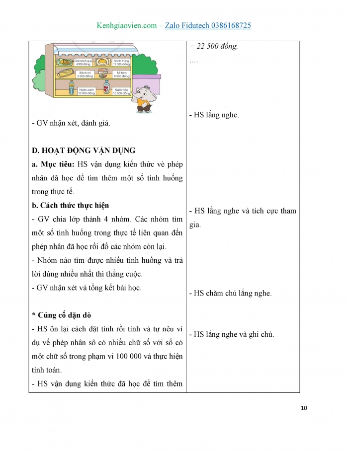 Giáo án và PPT Toán 3 cánh diều bài Nhân với số có một chữ số (có nhớ)