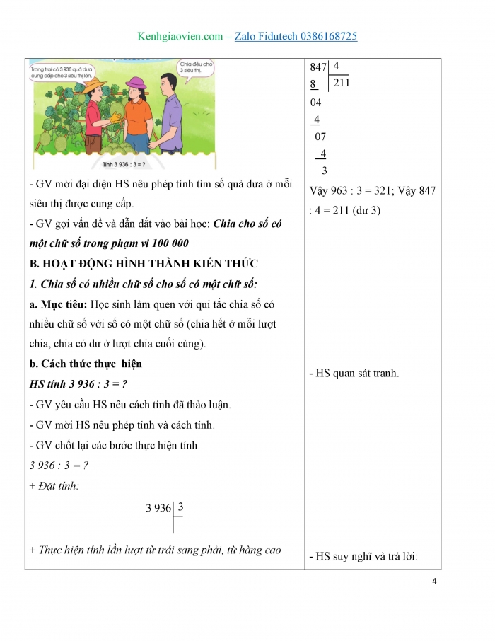 Giáo án và PPT Toán 3 cánh diều bài Chia cho số có một chữ số trong phạm vi 100 000