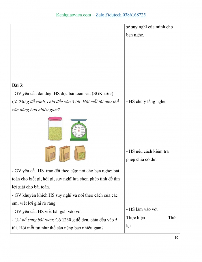 Giáo án và PPT Toán 3 cánh diều bài Chia cho số có một chữ số trong phạm vi 100 000