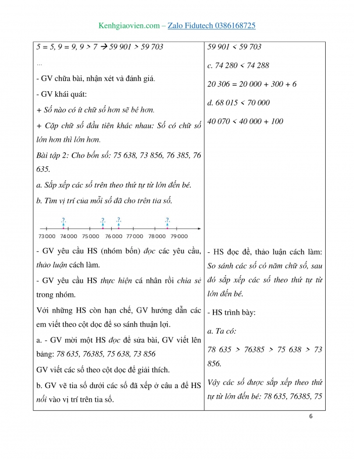 Giáo án và PPT Toán 3 chân trời bài So sánh các số có năm chữ số