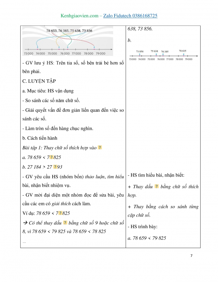 Giáo án và PPT Toán 3 chân trời bài So sánh các số có năm chữ số