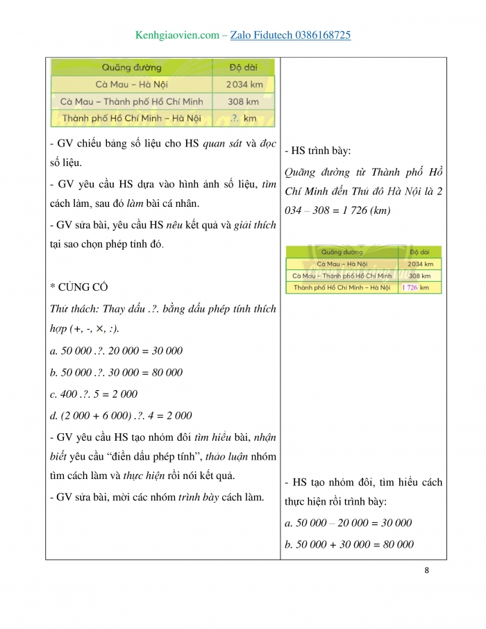 Giáo án và PPT Toán 3 chân trời bài Phép trừ các số trong phạm vi 100 000