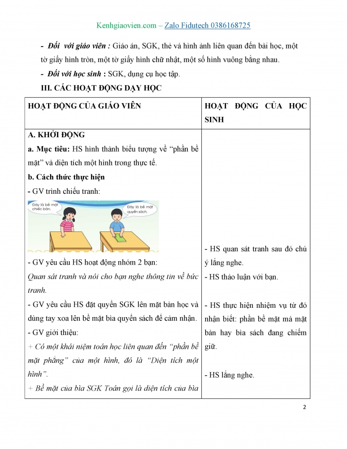 Giáo án và PPT Toán 3 cánh diều bài Diện tích một hình