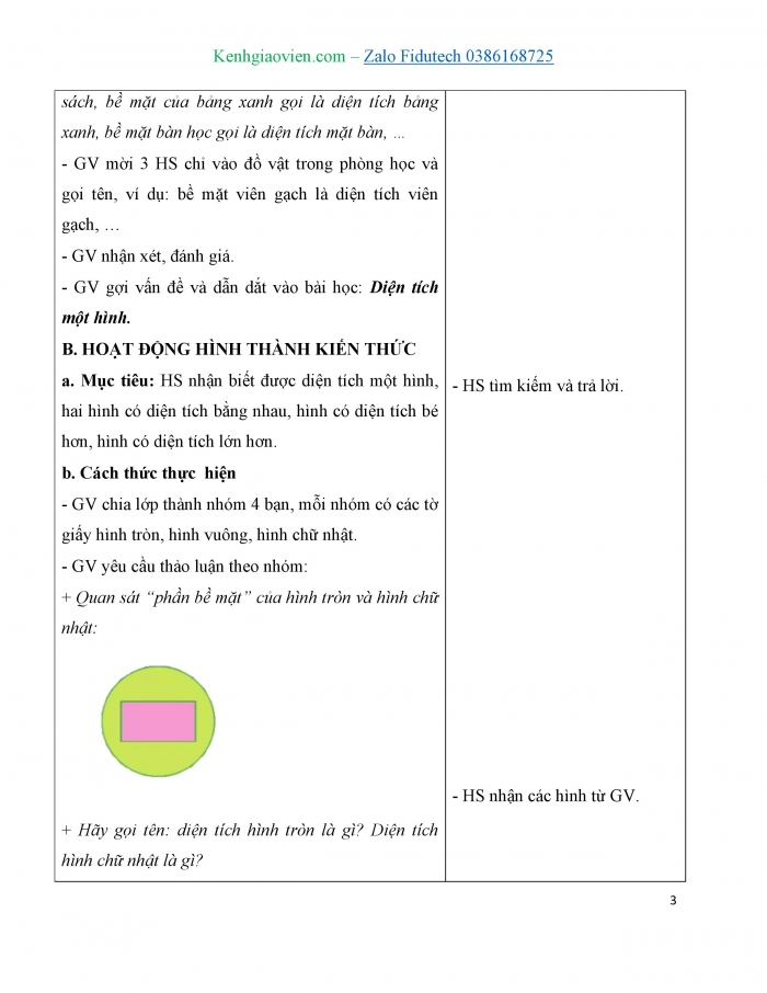 Giáo án và PPT Toán 3 cánh diều bài Diện tích một hình