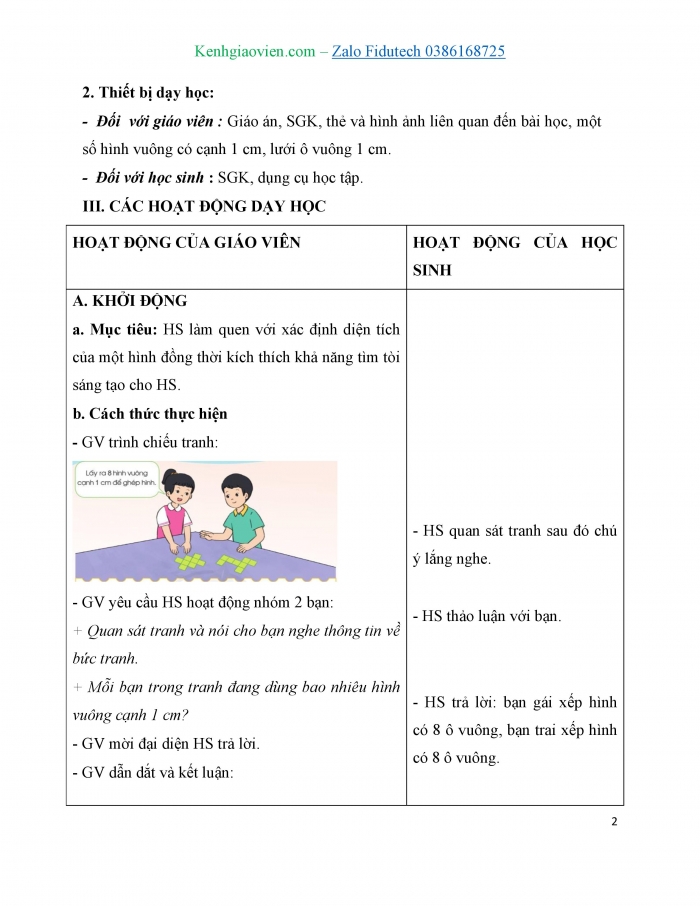 Giáo án và PPT Toán 3 cánh diều bài Đơn vị đo diện tích. Xăng-ti-mét vuông