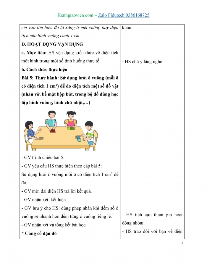 Giáo án và PPT Toán 3 cánh diều bài Đơn vị đo diện tích. Xăng-ti-mét vuông