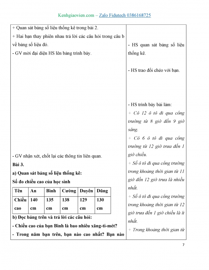 Giáo án và PPT Toán 3 cánh diều bài Bảng số liệu thống kê