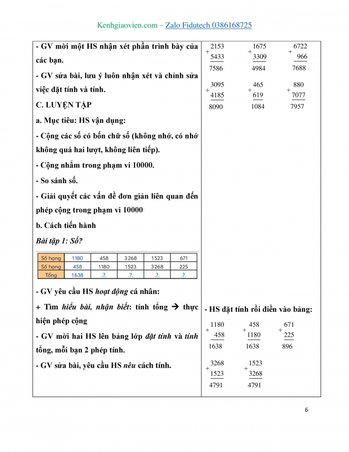 Giáo án và PPT Toán 3 chân trời bài Phép cộng các số trong phạm vi 10 000