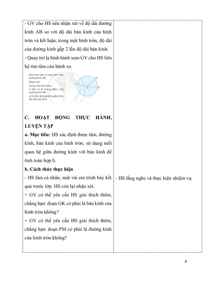 Giáo án và PPT Toán 3 cánh diều bài Hình tròn, tâm, đường kính, bán kính