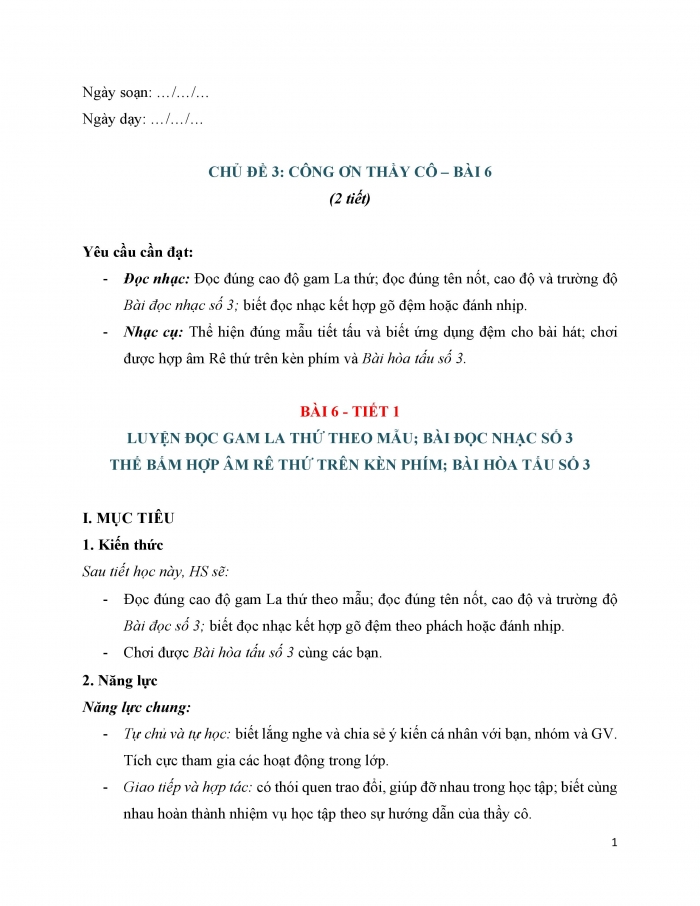 Giáo án và PPT Âm nhạc 9 cánh diều Bài 6 Tiết 1: Luyện đọc gam La thứ theo mẫu, Bài đọc nhạc số 3, Thế bấm hợp âm Rê thứ trên kèn phím, Bài hoà tấu số 3