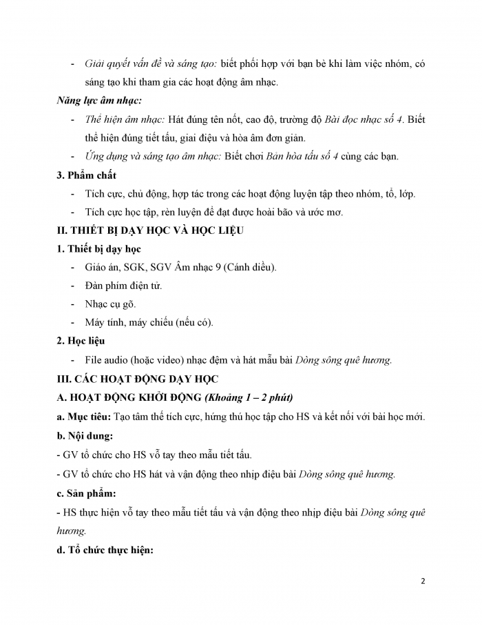 Giáo án và PPT Âm nhạc 9 cánh diều Bài 8 Tiết 1: Luyện đọc gam La thứ theo mẫu, Bài đọc nhạc số 4, Bài hoà tấu số 4